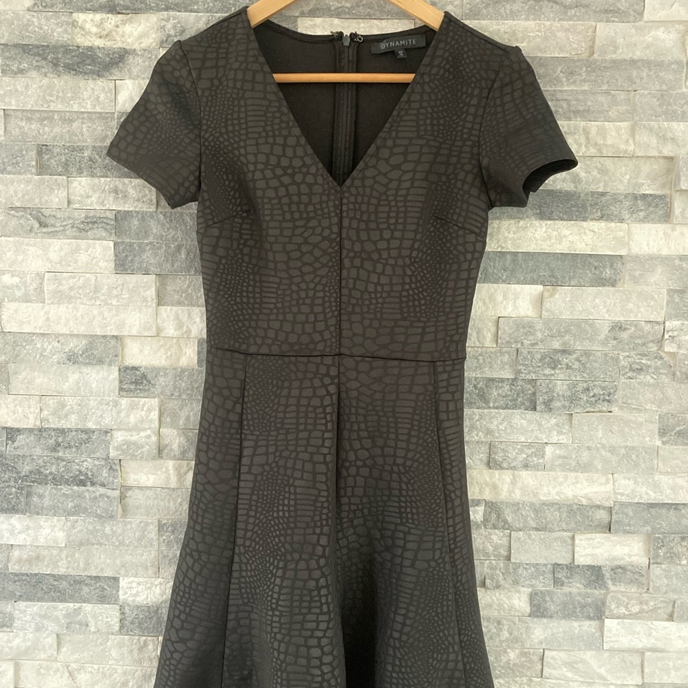 Leather textured little black dress small nwot